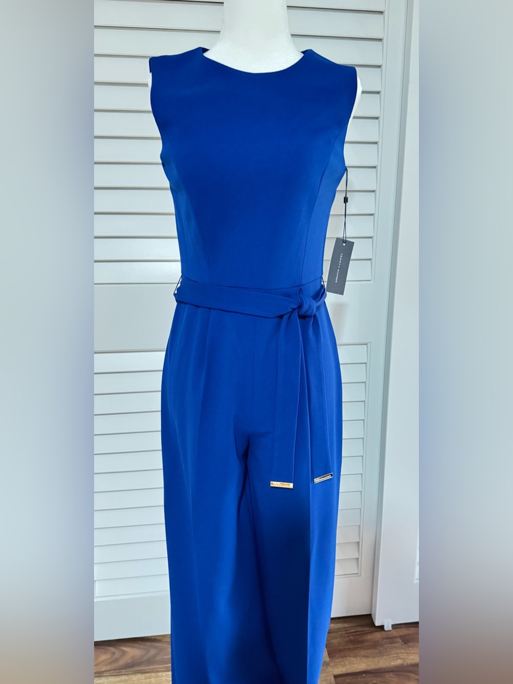 Tommy Hilfiger Sleeveless Royal Blue Jumpsuit with Waist Tie-size 2 NWT